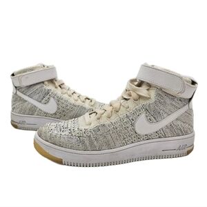 Nike Womens Air Force 1 AF1 Flyknit RARE MID White Ivory Grey Shoes Size 10